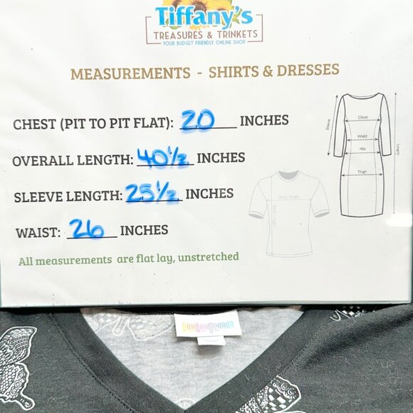 Lularoe Emily Dress Womens L Black White Butterfly Print LS Side Pockets Soft - Picture 5 of 9